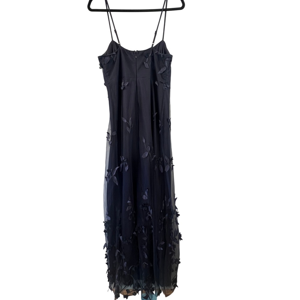 Lulus Abundant Charm Navy 3D Floral Applique Maxi Dress SZ L Bridesmaid Wedding - Picture 7 of 7